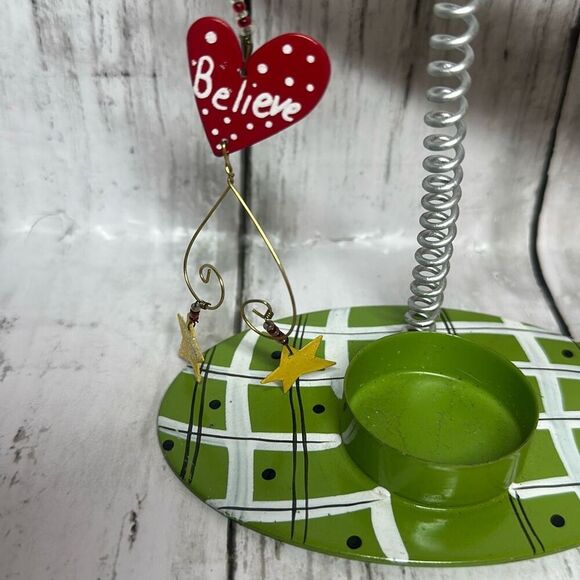 Metal Santa Candle Holder Christmas Decor Springs Green Red - Picture 2 of 6